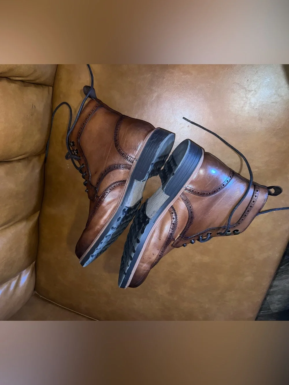 Jonsen Milan vegan leather wingtip derby boots men’s size 10-10.5